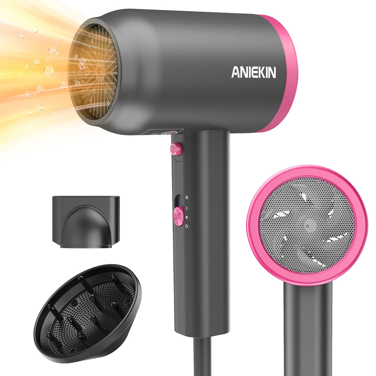 ANIEKIN 1875W Ionic Hair Dryer with Diffuser and Concentrator