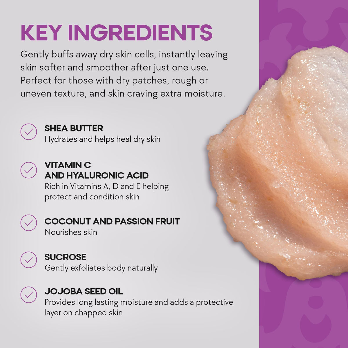 Dermasuri Exfoliating Sugar Body Scrub with Hyaluronic Acid and Shea Butter