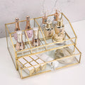 5-Compartment Gold Glass Makeup Brush Holder Organizer