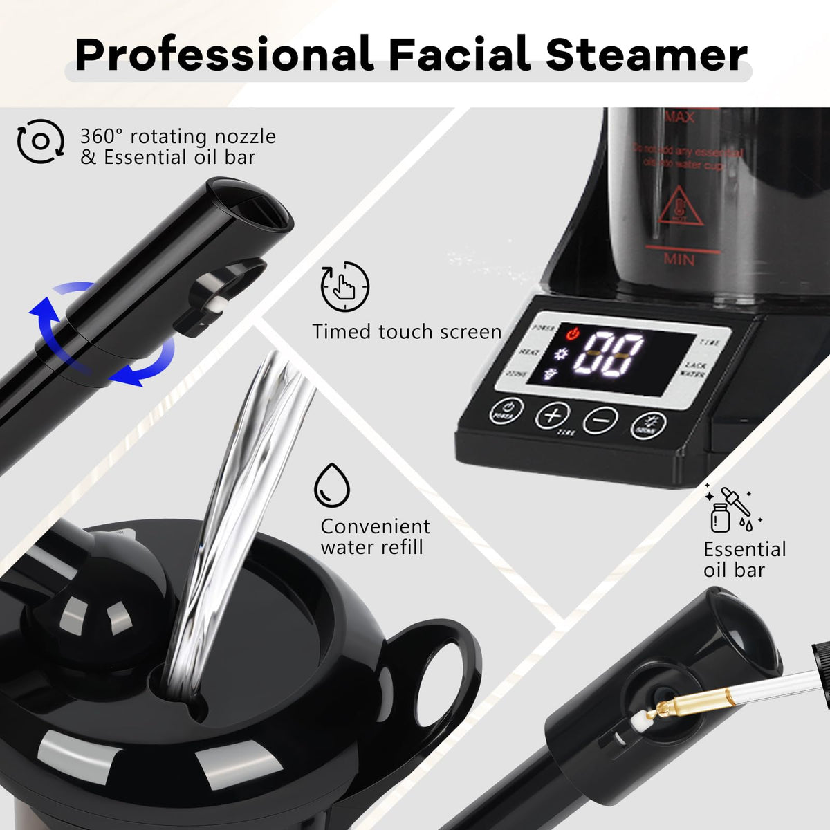 2-in-1 Hair and Facial Steamer with Nano Ionic Mist