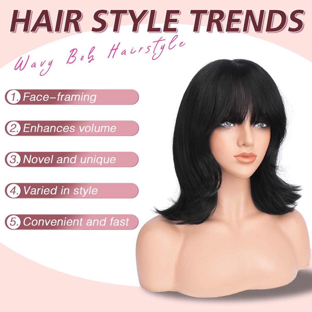 Haloo Shoulder-Length Layered Synthetic Wig with Bangs