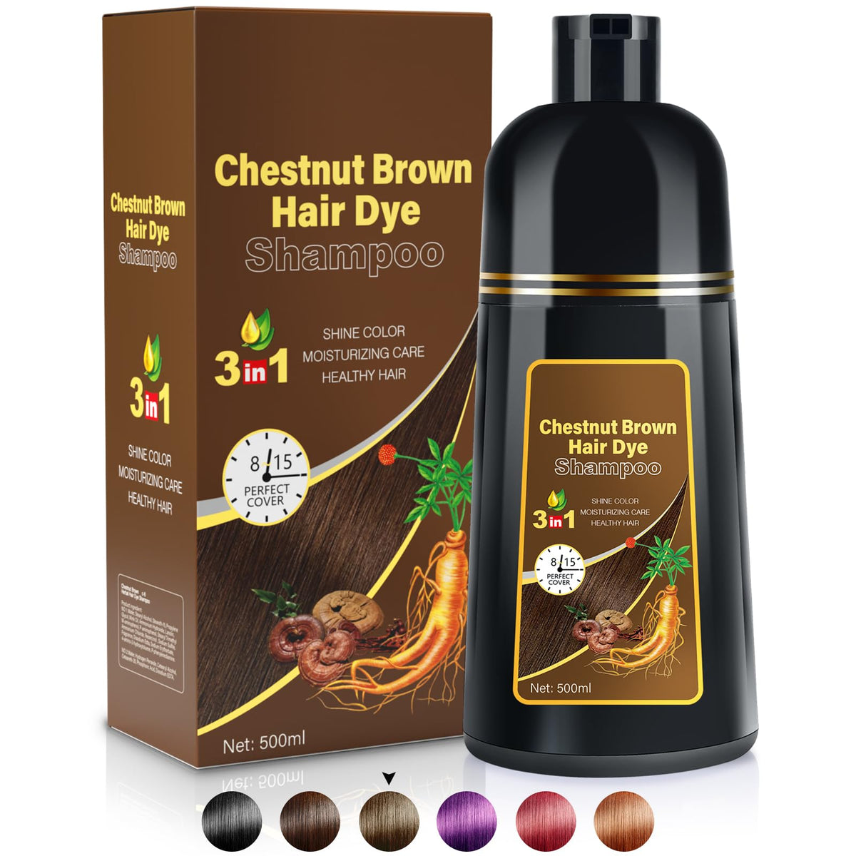 3-in-1 Herbal Hair Color Shampoo for Gray Hair
