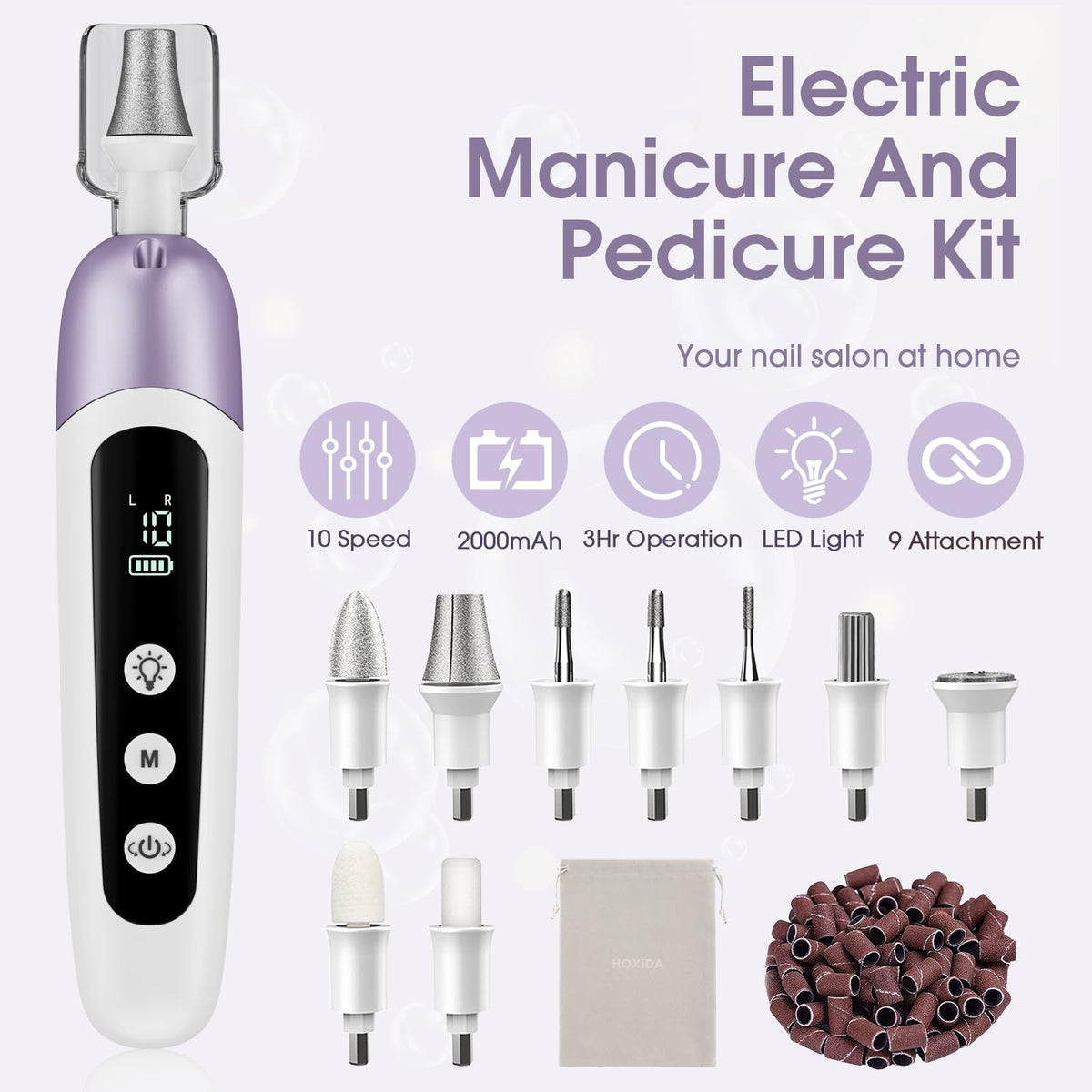 Hoxida Cordless Electric Nail File and Nail Drill Kit