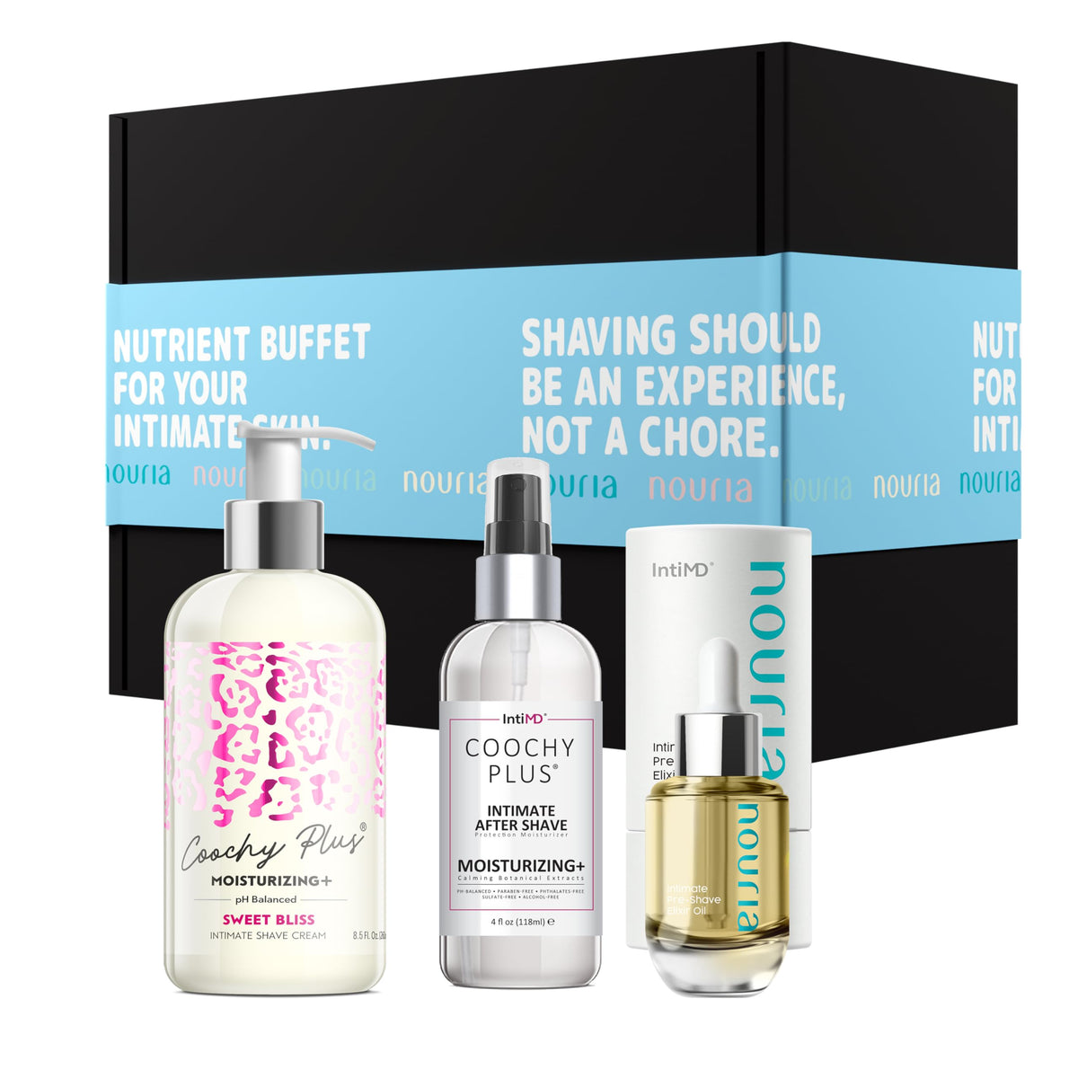 Coochy Plus 3-Piece Shave Kit with Pre-Shave Oil, Cream and Mist