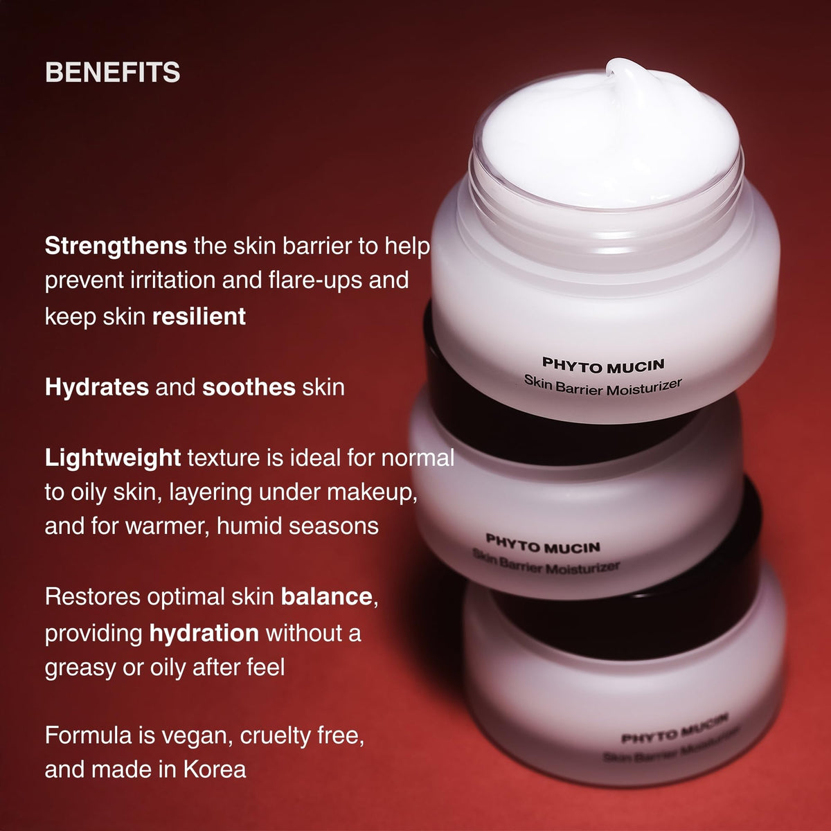 Korean Phyto Mucin Skin Barrier Repair Cream, 6 Ceramide Gel Moisturizer