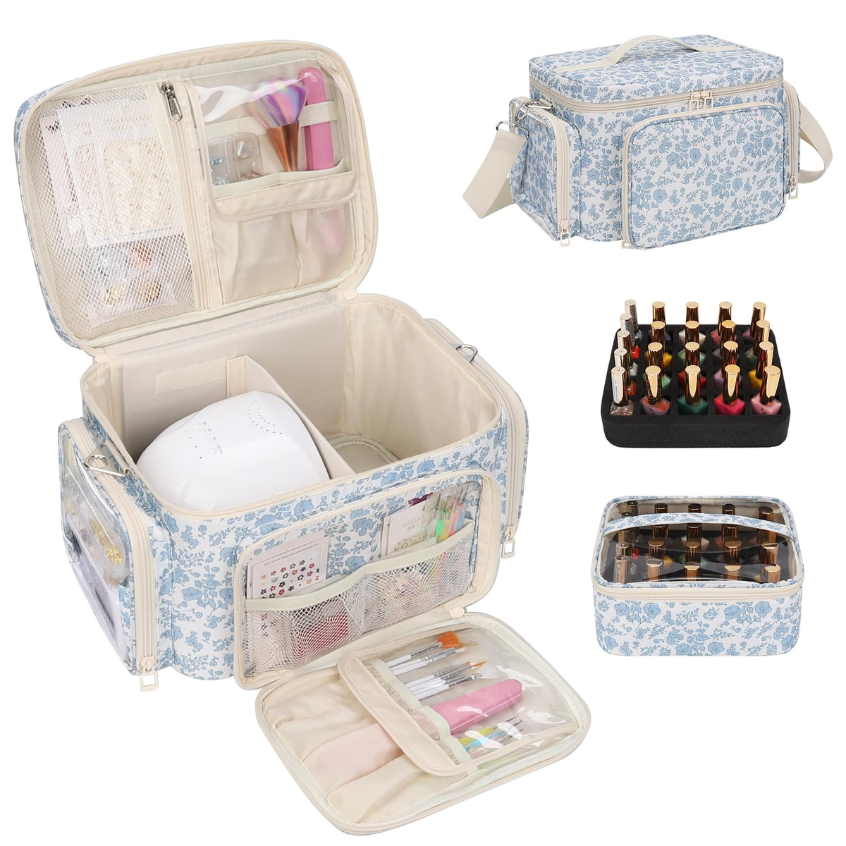 Bagmoly Nail Polish Organizer Case, 42-Slot Portable Storage Bag