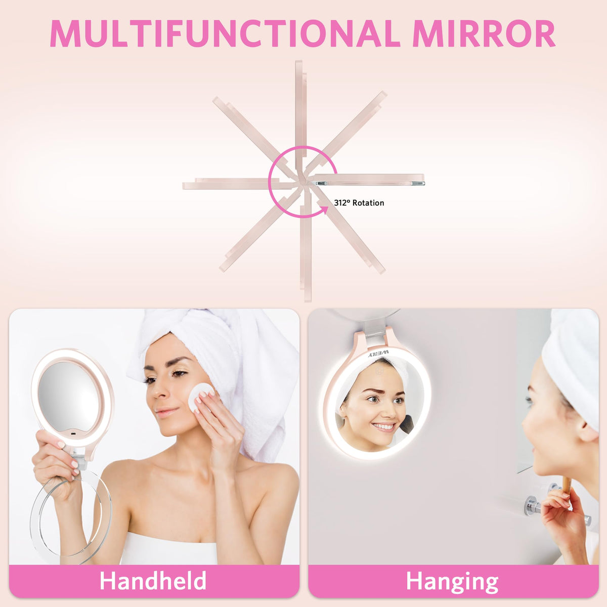 WEILY 10X/1X LED Travel Makeup Mirror with Light