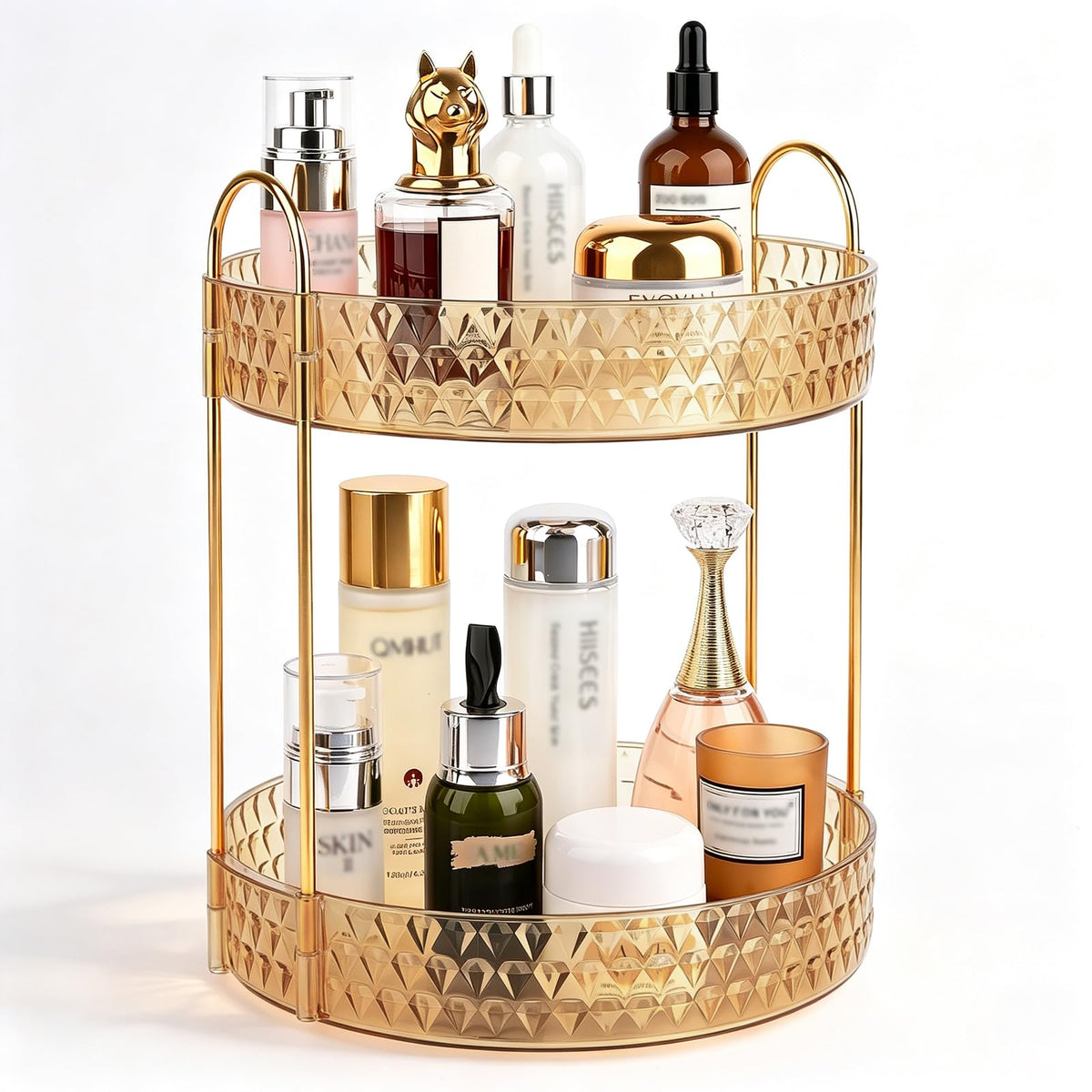 Rotating Makeup and Skincare Organizer with 360° Spin