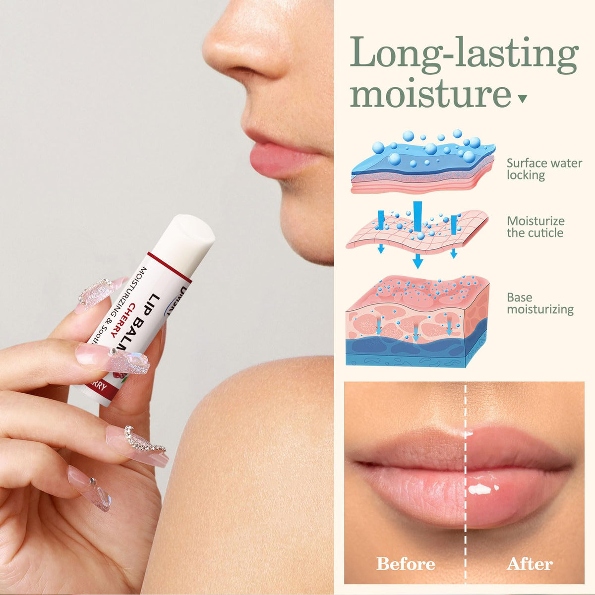 Natural Moisturizing Lip Balm with Coconut Oil, Beeswax and Olive Oil