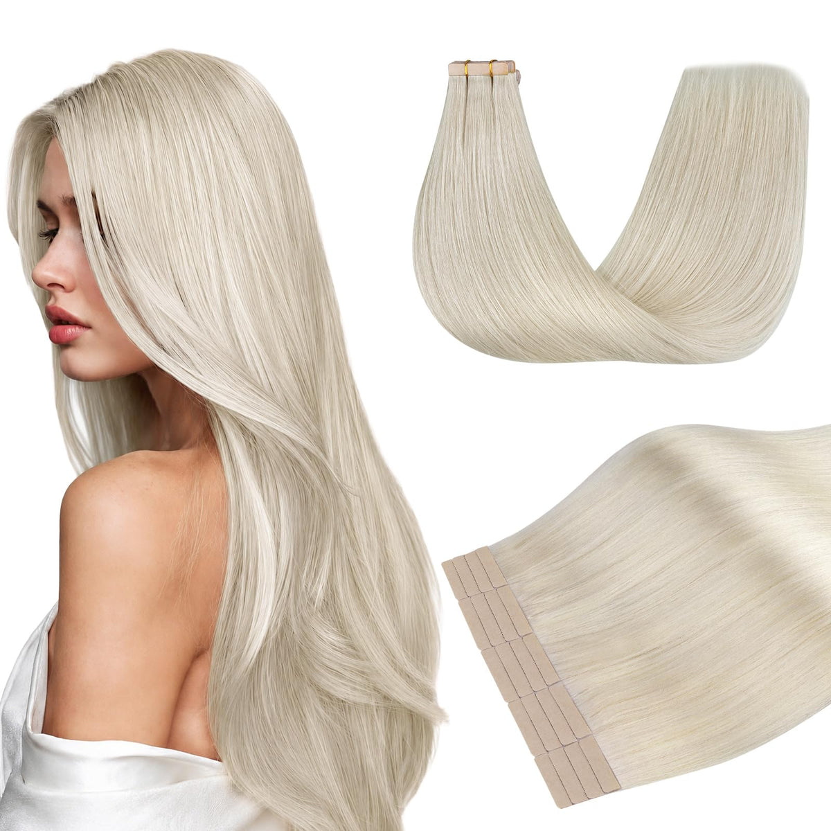 DOORES Remy Human Hair Tape-In Extensions with Invisible Seamless Weft