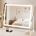 GioeDa Lighted Vanity Mirror with 10X Magnification, 3-Color Dimmable Lights