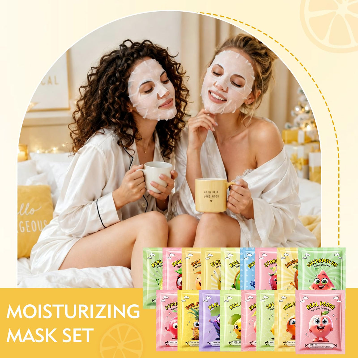 Aottom 102-Piece Face Sheet Mask Skincare Set with Natural Fruit Ingredients