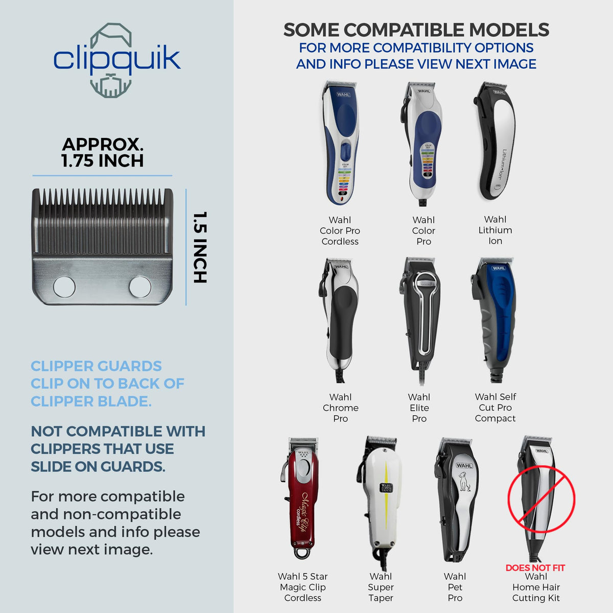 Clipquik Premium XL Clipper Guards, 6-Piece Long Guide Comb Set