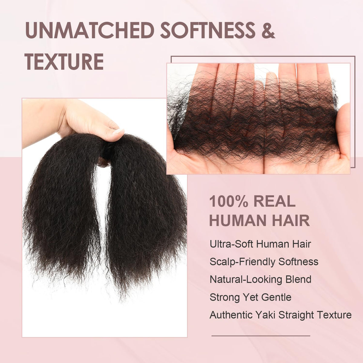 DAIXI 1B Pre-Stretched Afro Kinky Human Hair Braiding Extensions