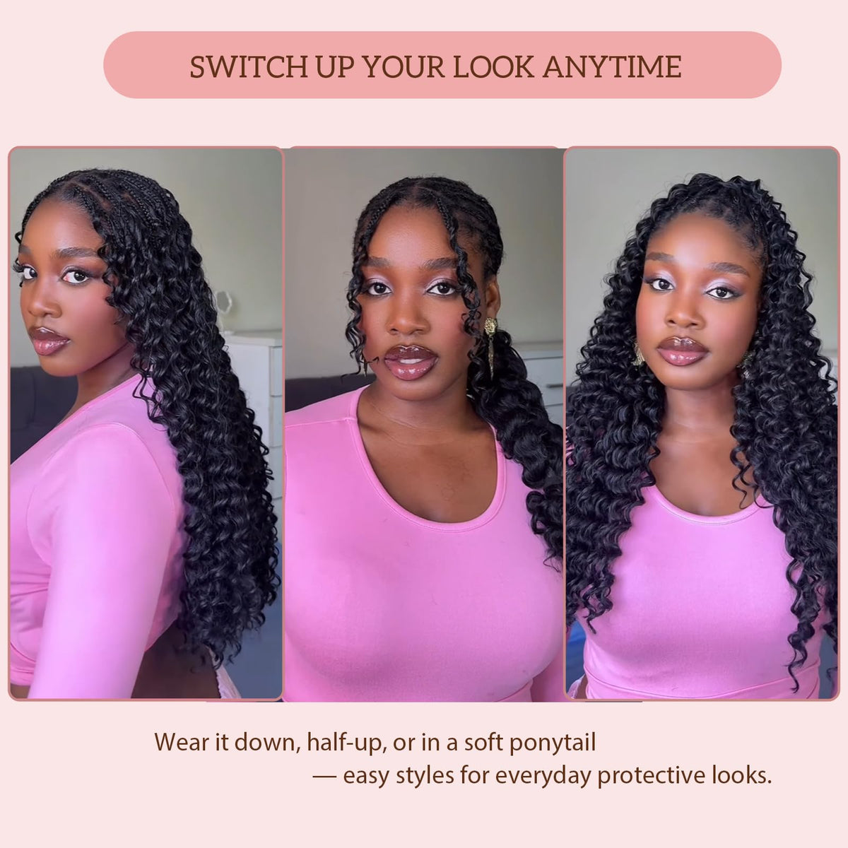 1B Pre-Separated Deep Wave Feather Crochet Hair, Knotless Synthetic Braids