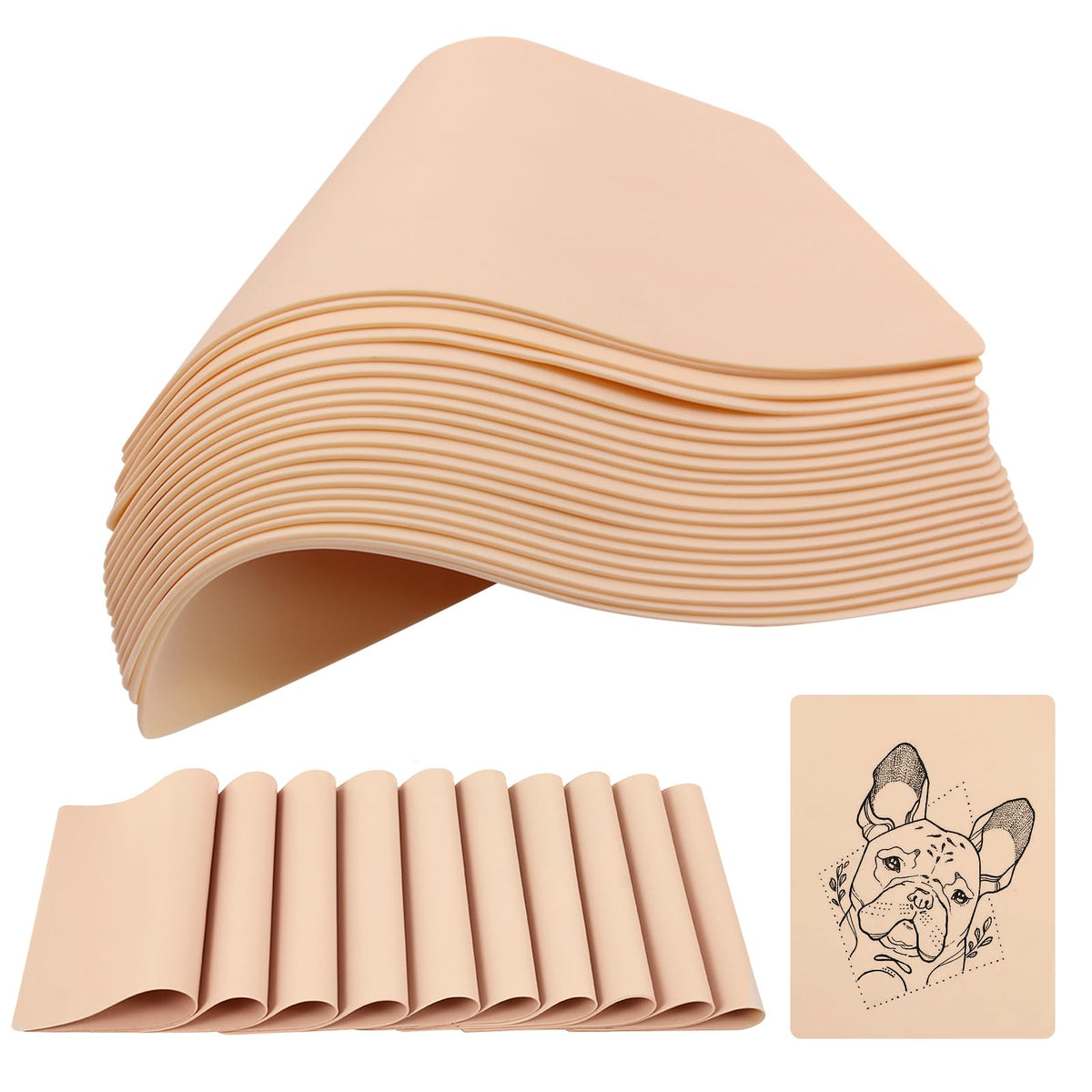 Jconly Blank Tattoo Practice Skin, Double-Sided Synthetic PU Leather