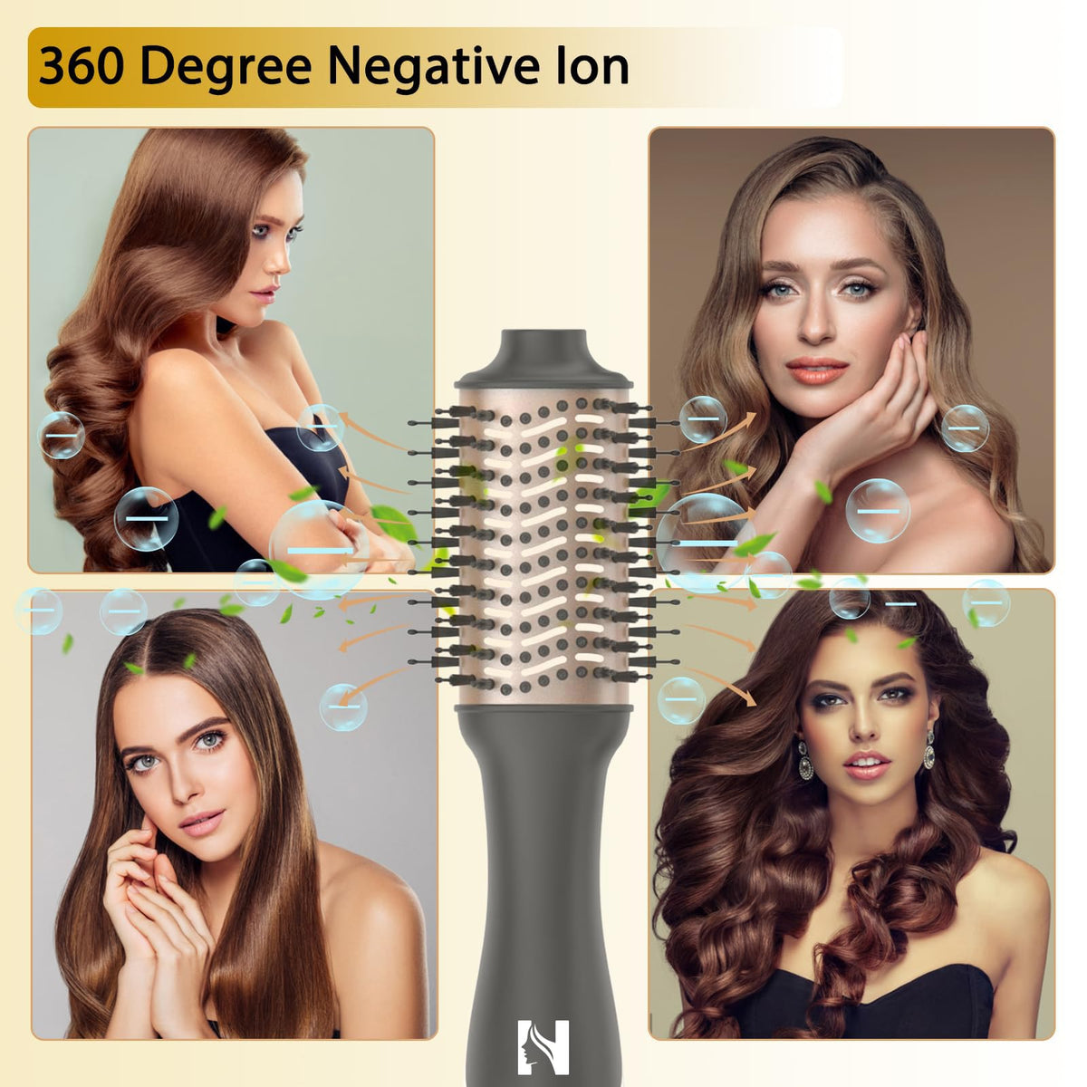 Nicebay Hair Dryer Brush Volumizer with Display Screen and Ceramic Barrel