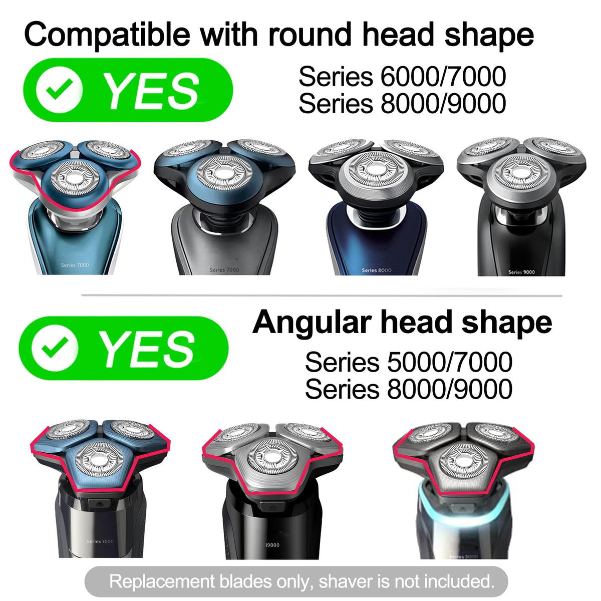 Silver Replacement Shaver Heads, 6-Pack
