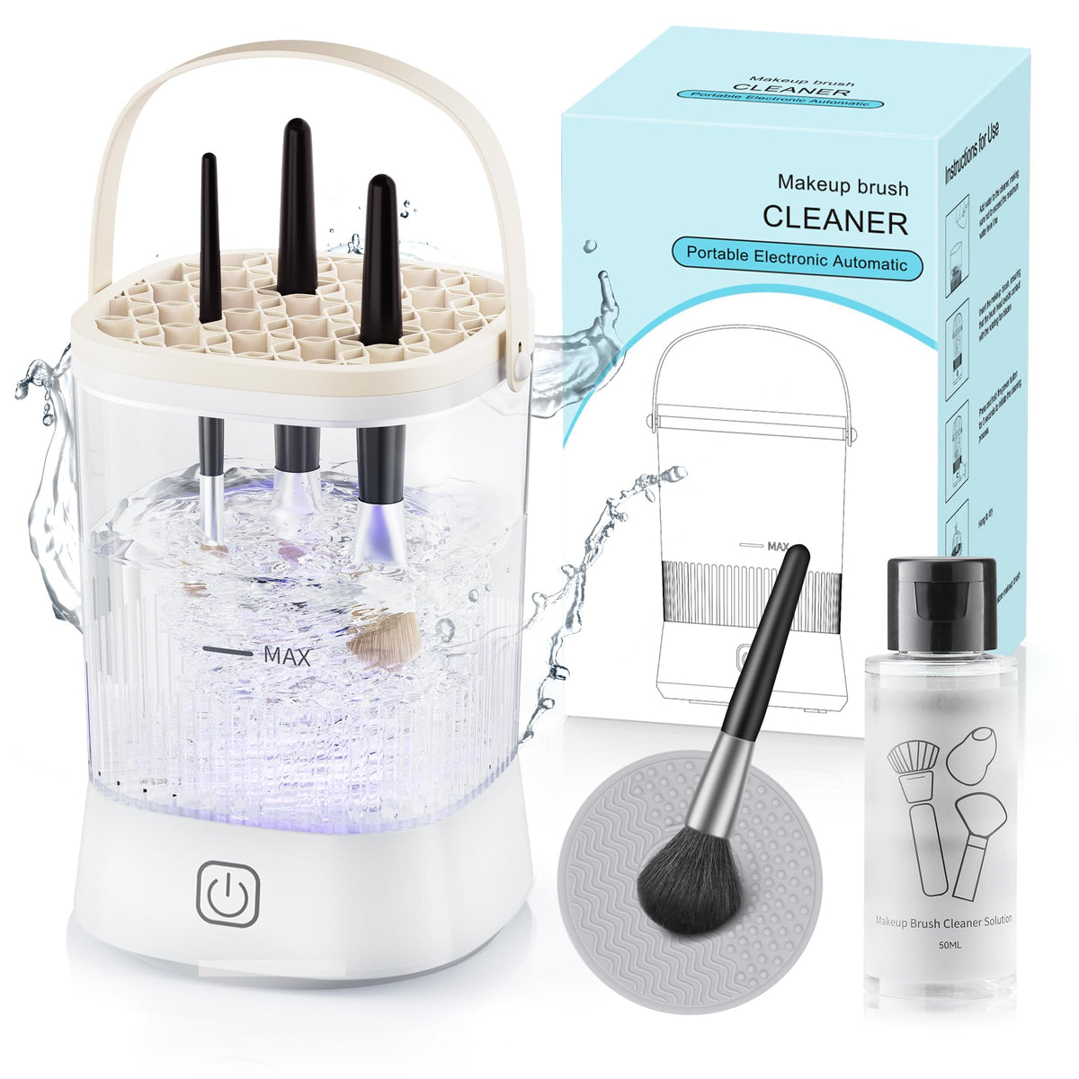 Electric Makeup Brush Cleaner, 9000 RPM Automatic Brush Cleaning Machine