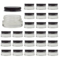 Cornucopia Brands 7ml Clear Glass Lip Balm Jars with Black Lids, 24-Pack