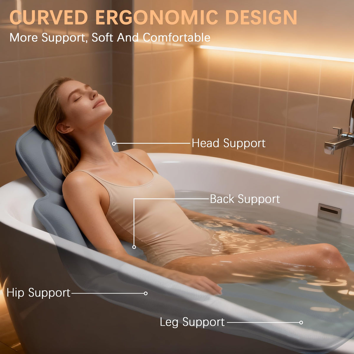 Bath Pillow for Bathtub with Suction Cups