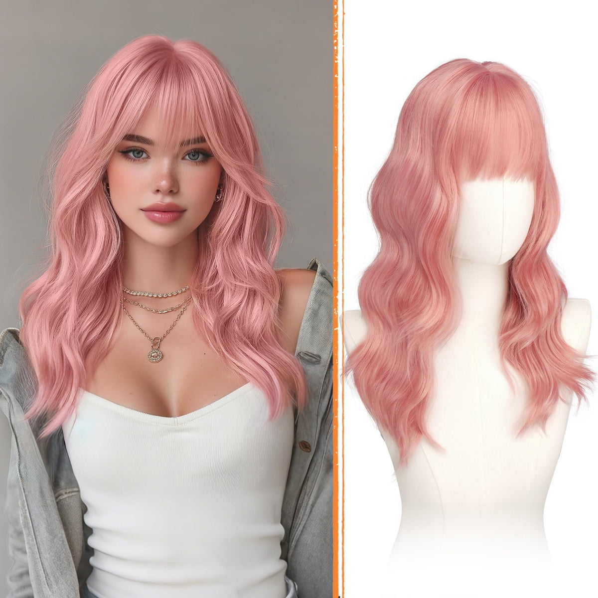 Haloo 20 Inch Wavy Synthetic Wig with Bangs