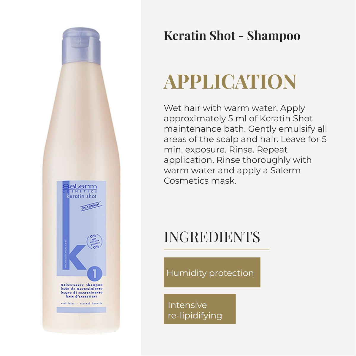 SALERM Keratin Shot Sulfate-Free Shampoo 500 ml
