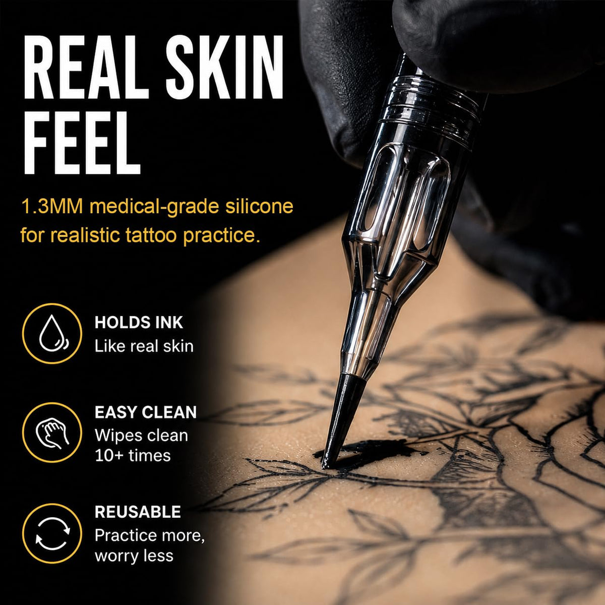 Jconly Blank Tattoo Practice Skin, Double-Sided Synthetic PU Leather