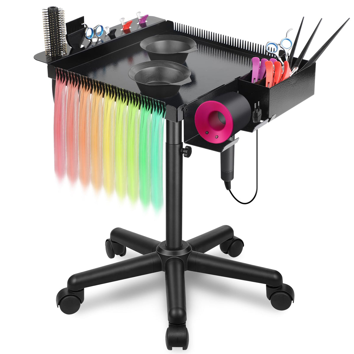 Multi-Function Rolling Salon Tray Cart with Adjustable Height