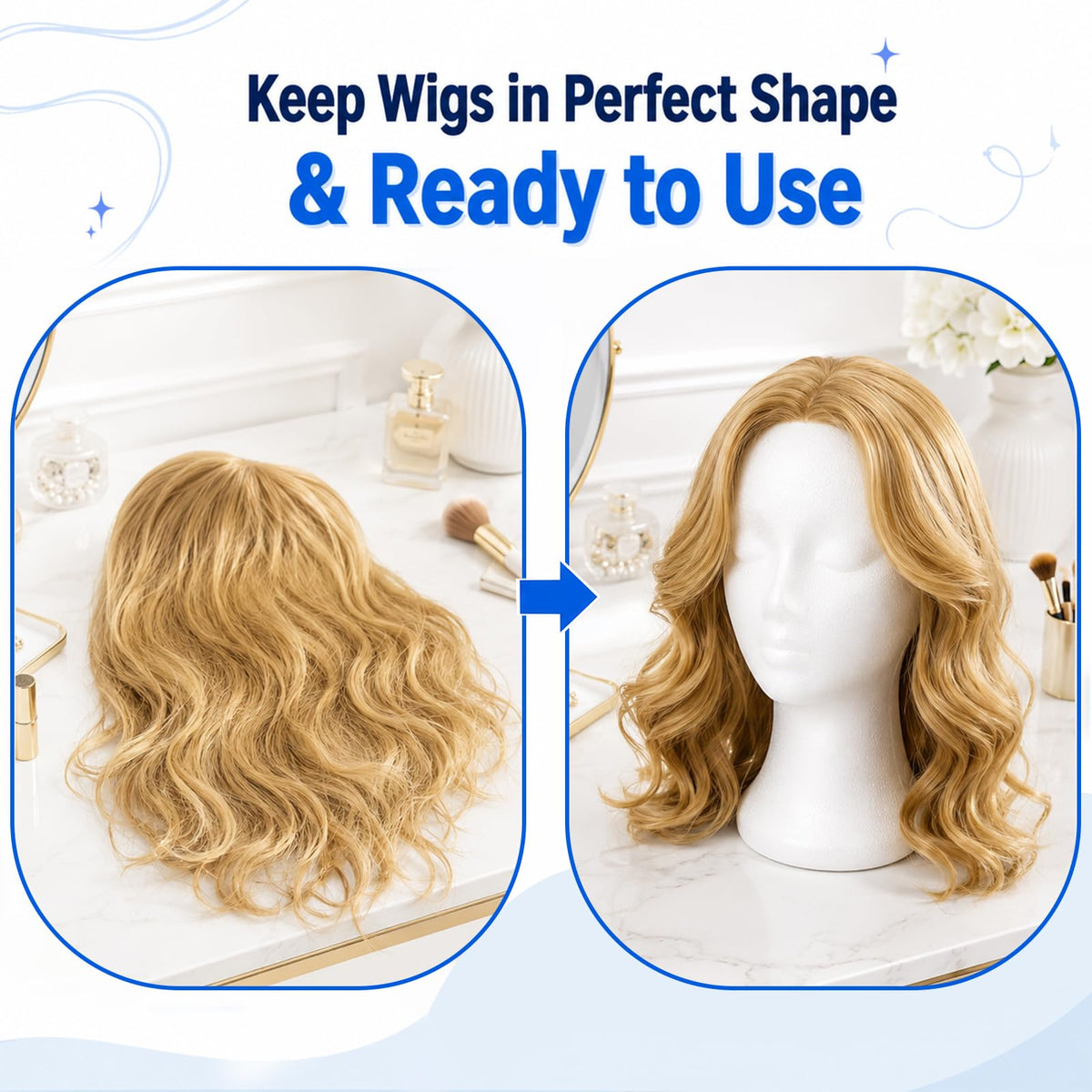 Foraineam Foam Female Mannequin Wig Heads with Holder Hole