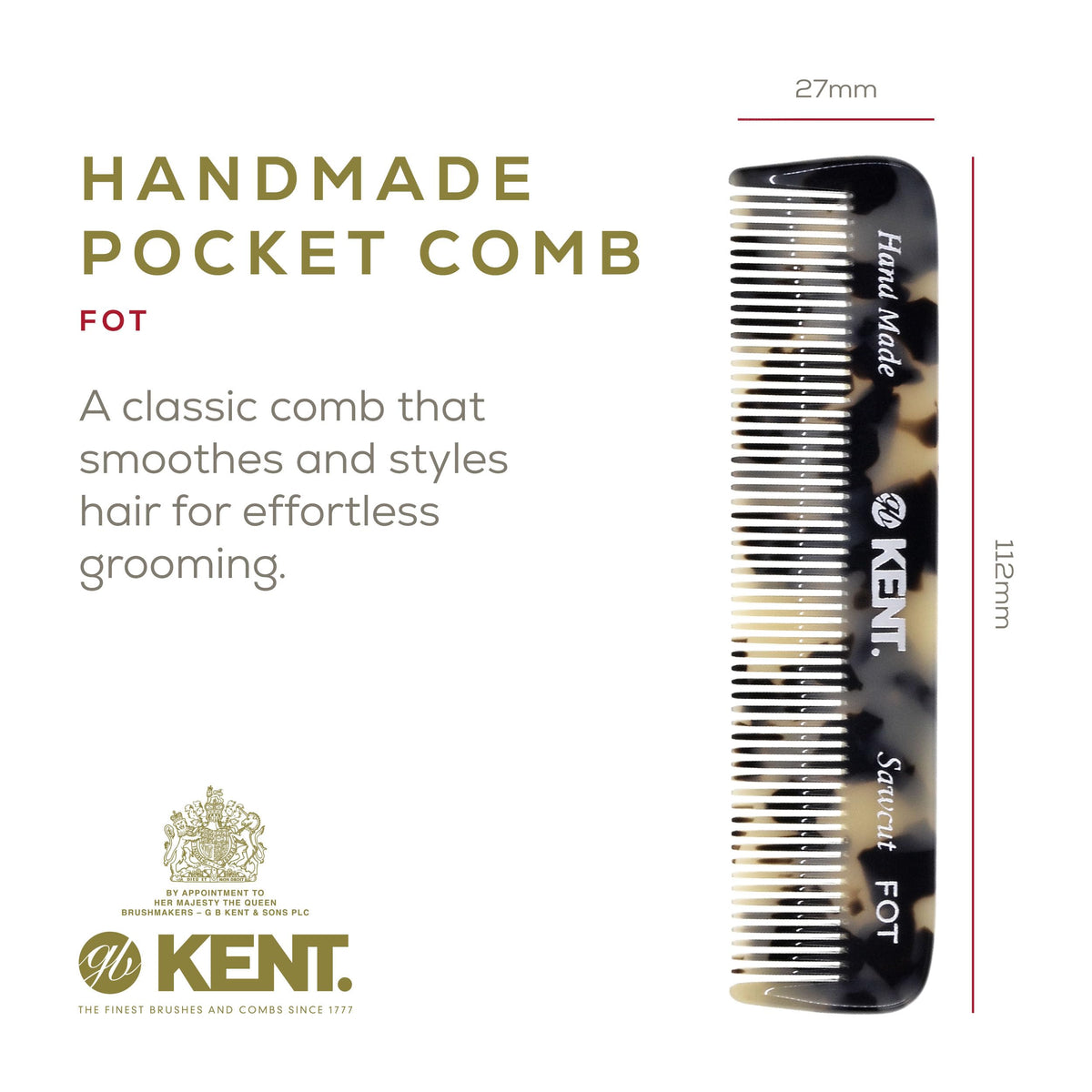 Kent Men's Hair, Beard and Mustache Pocket Comb Set