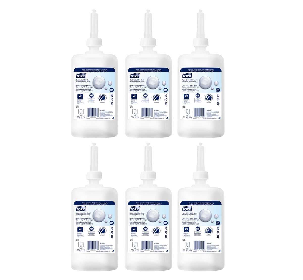 Tork Extra Mild Fragrance-Free Liquid Hand Soap S1, 6 x 1 L