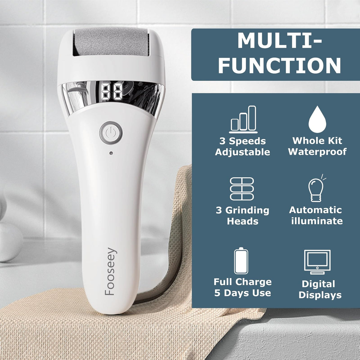 Upgraded Electric Foot Callus Remover, Rechargeable Waterproof Foot File