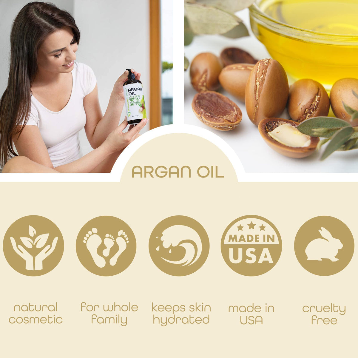 100% Pure Organic Moroccan Argan Oil for Hair, Face and Skin