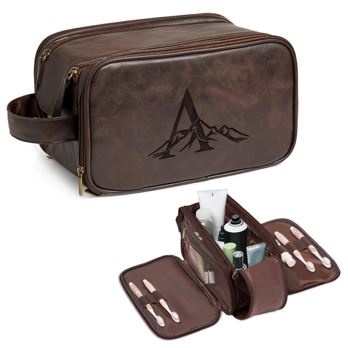 Janhavi Personalized PU Leather Travel Toiletry Bag