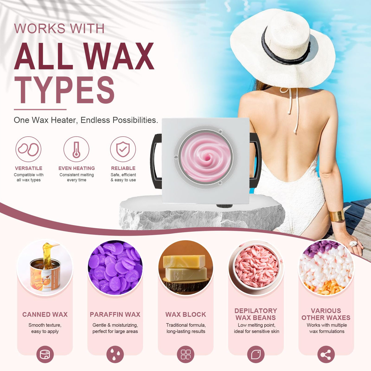 Podoy Electric Wax Warmer for Hair Removal with Adjustable Temperature