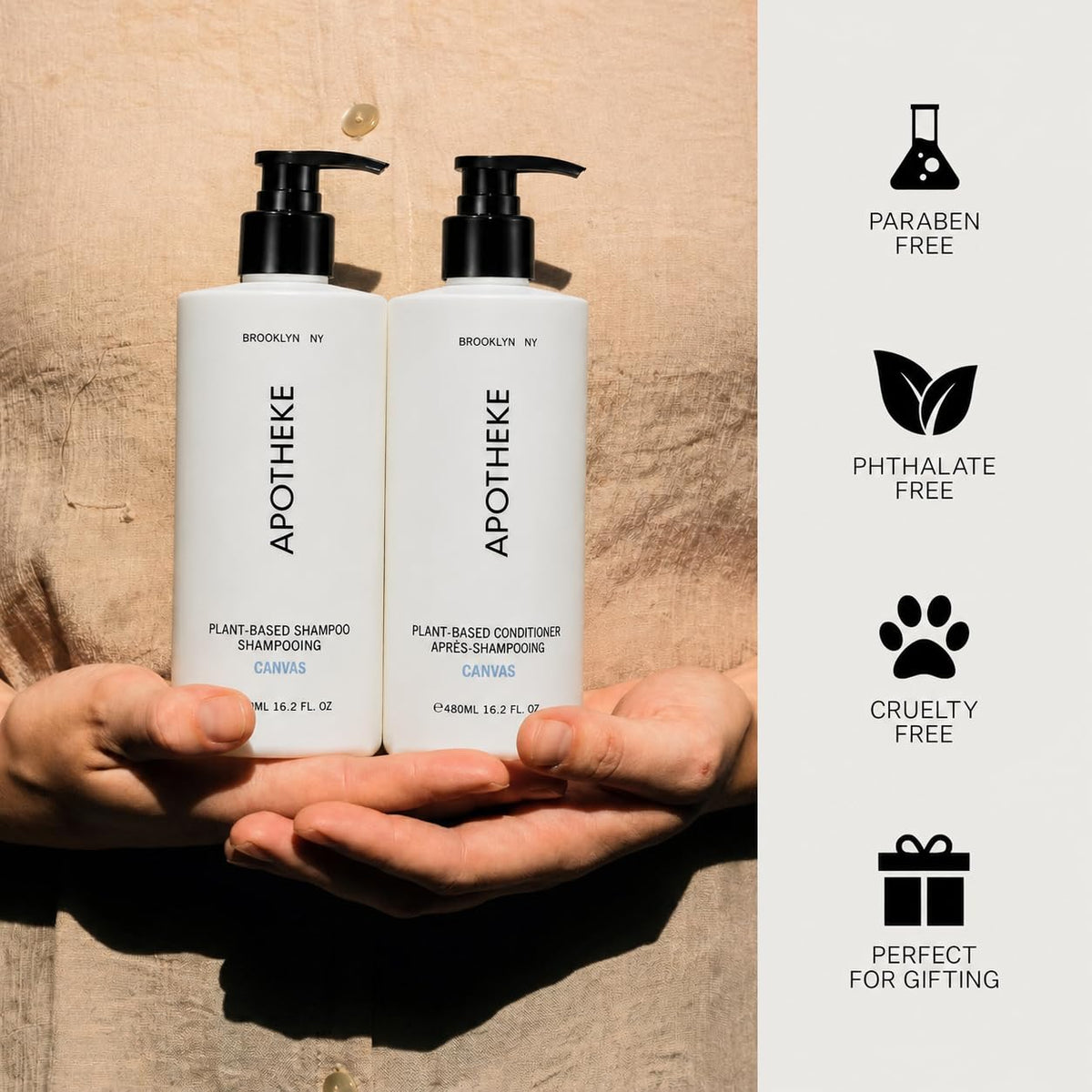 Apotheke Canvas Plant-Based Shampoo & Conditioner Set, 16.2 fl oz Each