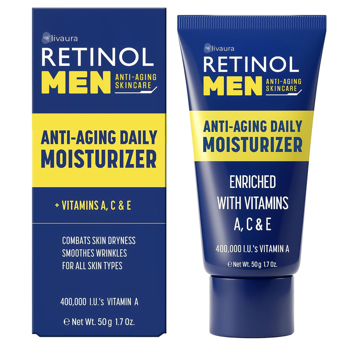 LIVAURA Retinol Face Moisturizer for Men, Hydrating Anti-Aging Cream