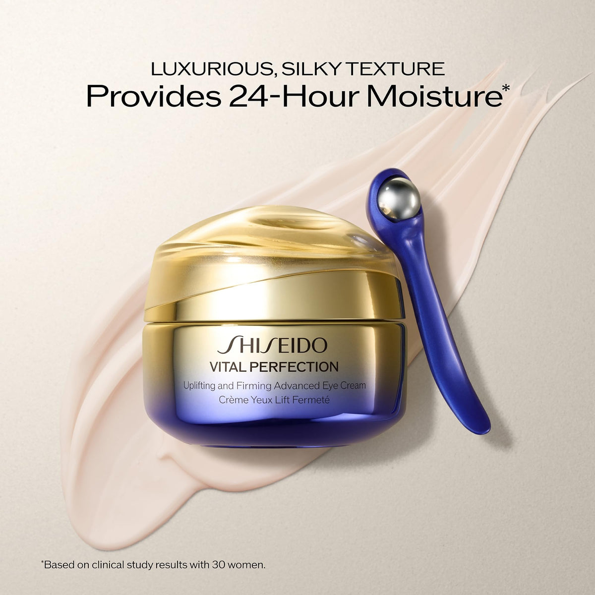 Shiseido Vital Perfection Uplifting and Firming Advanced Eye Cream with Massage Roller, 15 mL