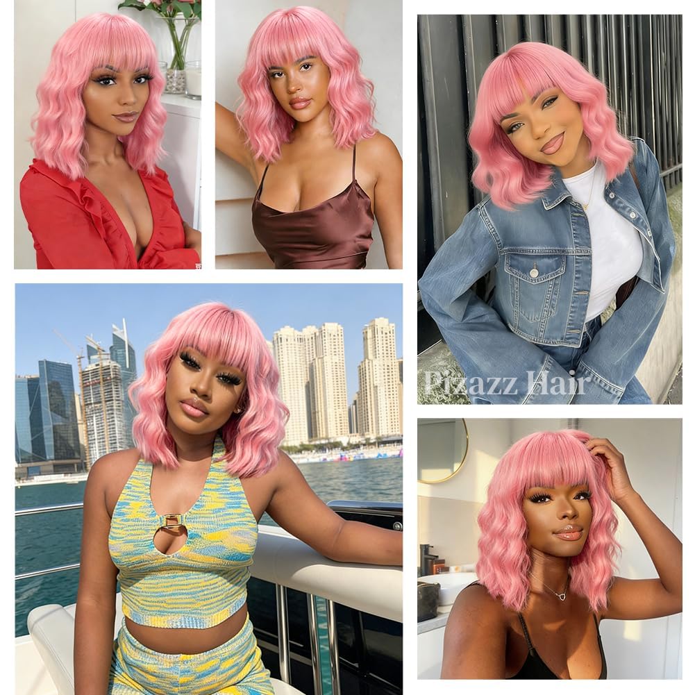 12-Inch Synthetic Bob Wig with Bangs for Women