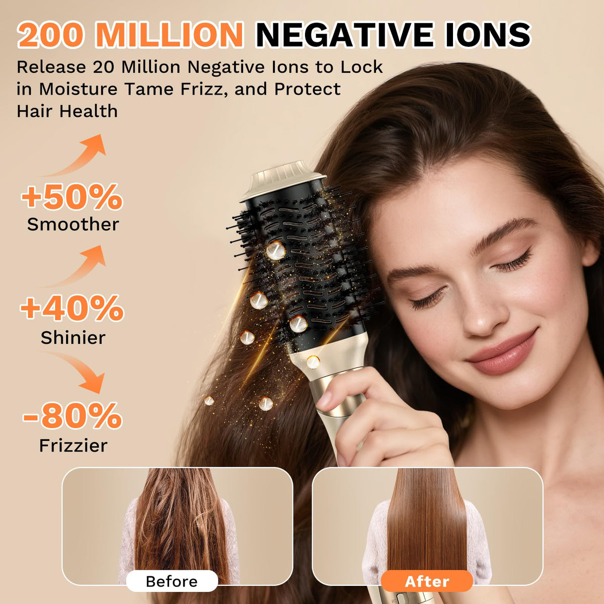 Gold 6-in-1 Hair Dryer Brush, 110,000 RPM Air Styler with Auto Curlers