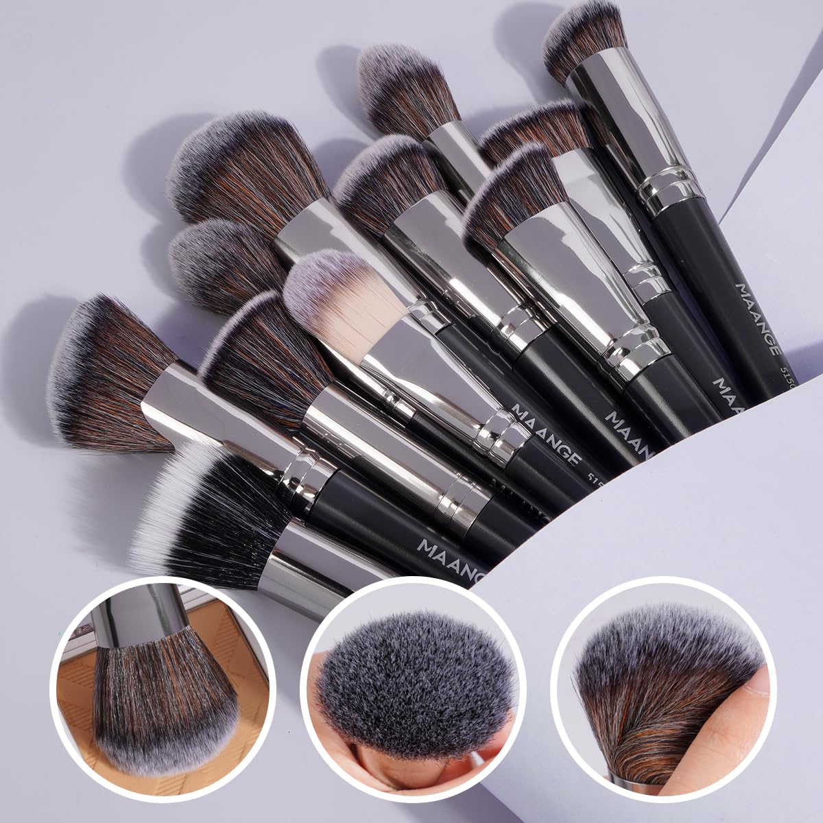 MAANGE Makeup Brush and Tool Set with Synthetic Bristles
