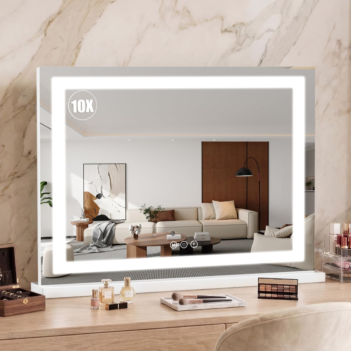 LED Vanity Makeup Mirror with Lights, Smart Touch, 3-Color Dimming