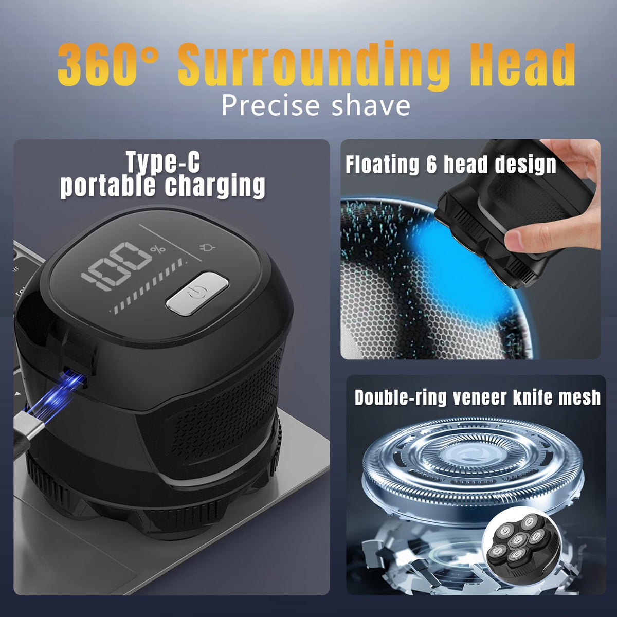 2-in-1 Men's Head and Body Shaver Grooming Kit, IPX7