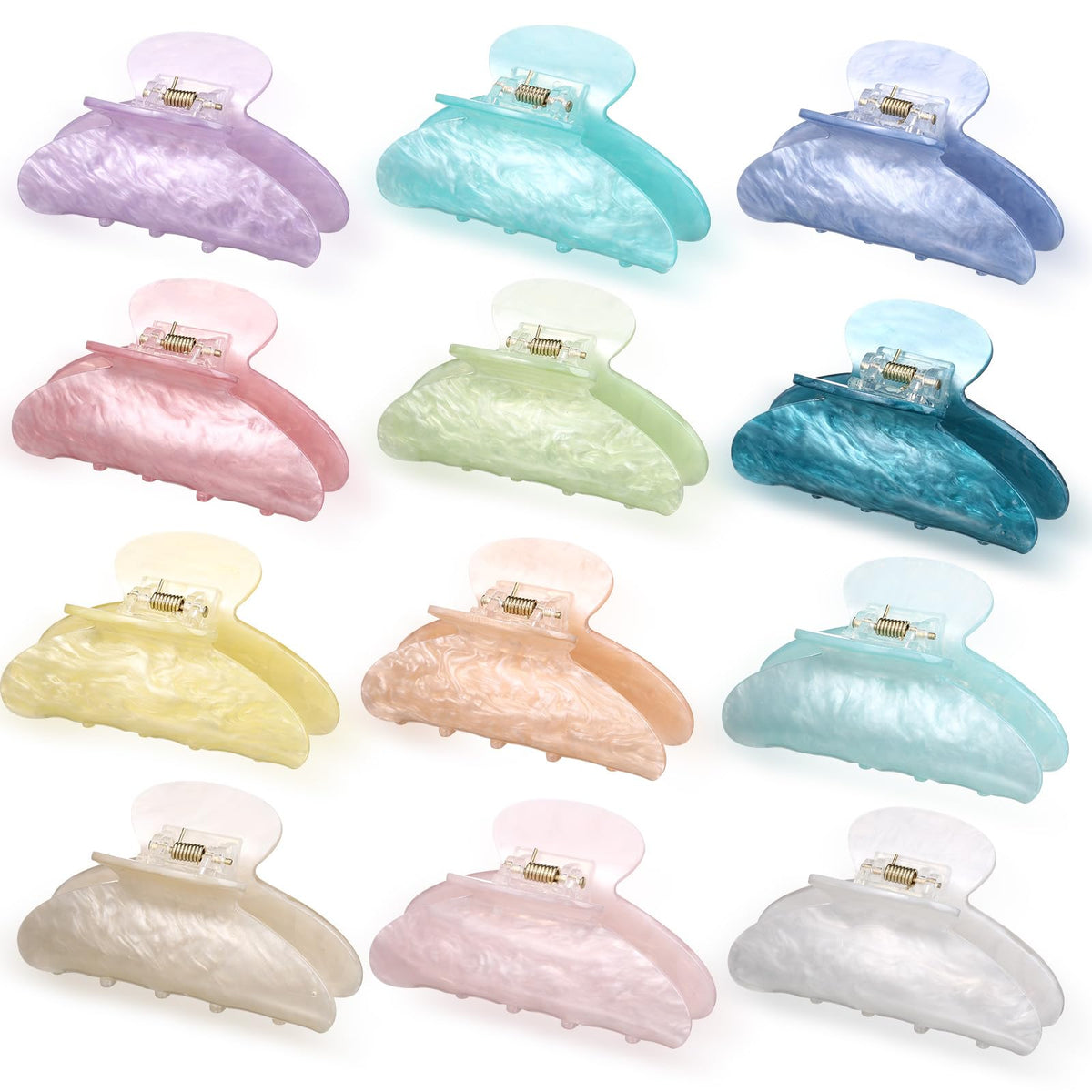 12 Pcs Large Acrylic Hair Claw Clips for Women