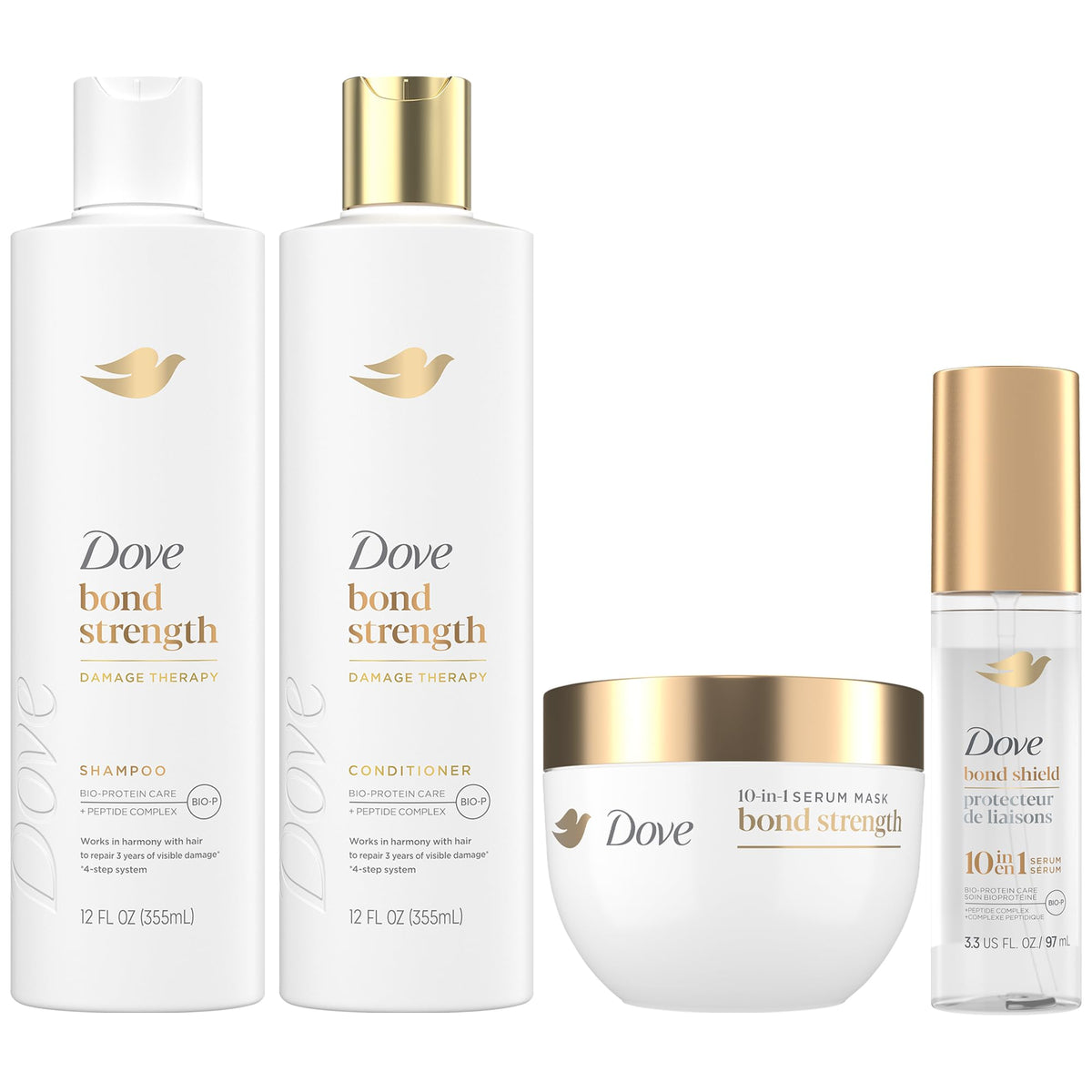 Dove Bond Strength Damage Therapy Hair Repair System, 4-Piece Set