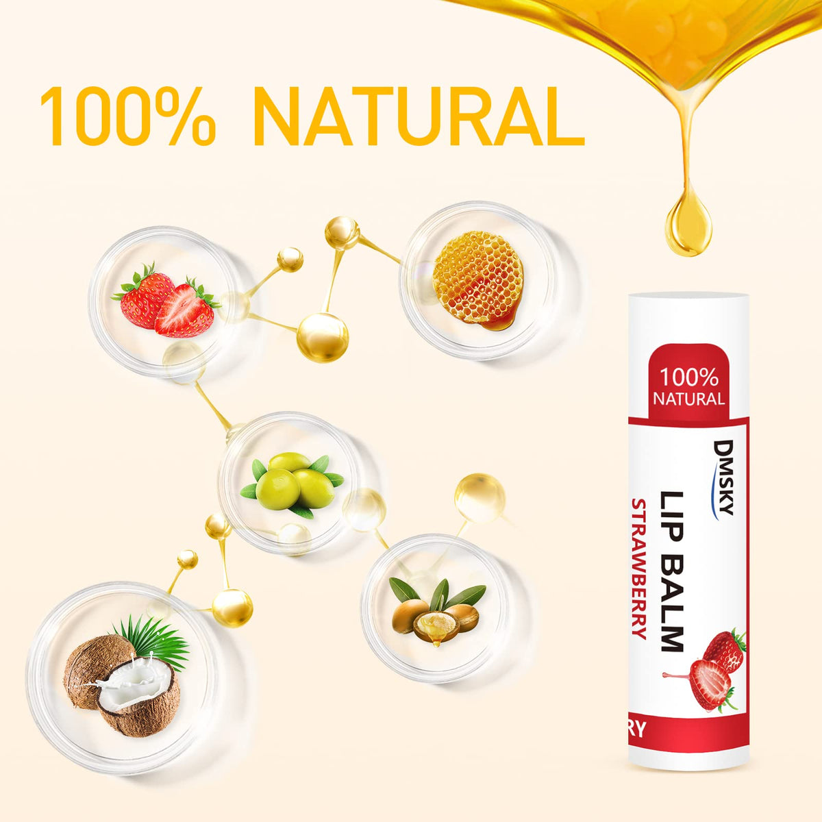 DMSKY Hydrating Lip Balm with Vitamin E and Coconut Oil