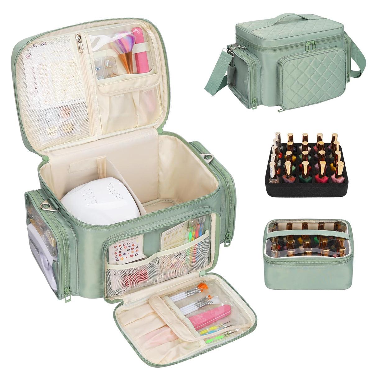 Bagmoly Nail Polish Organizer Case, 42-Slot Portable Storage Bag