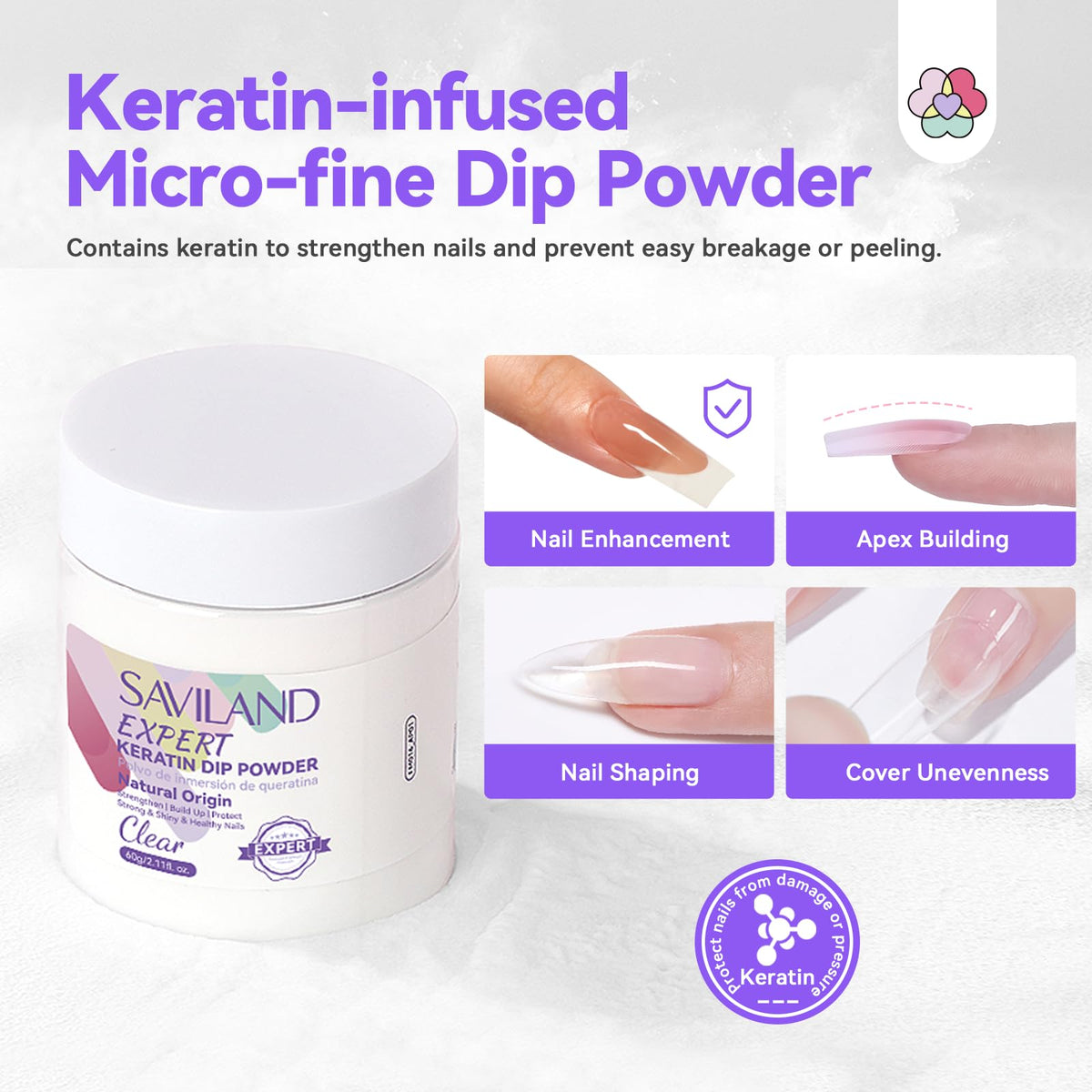 SAVILAND Clear Dip Powder Nail Kit with Electric Nail Drill