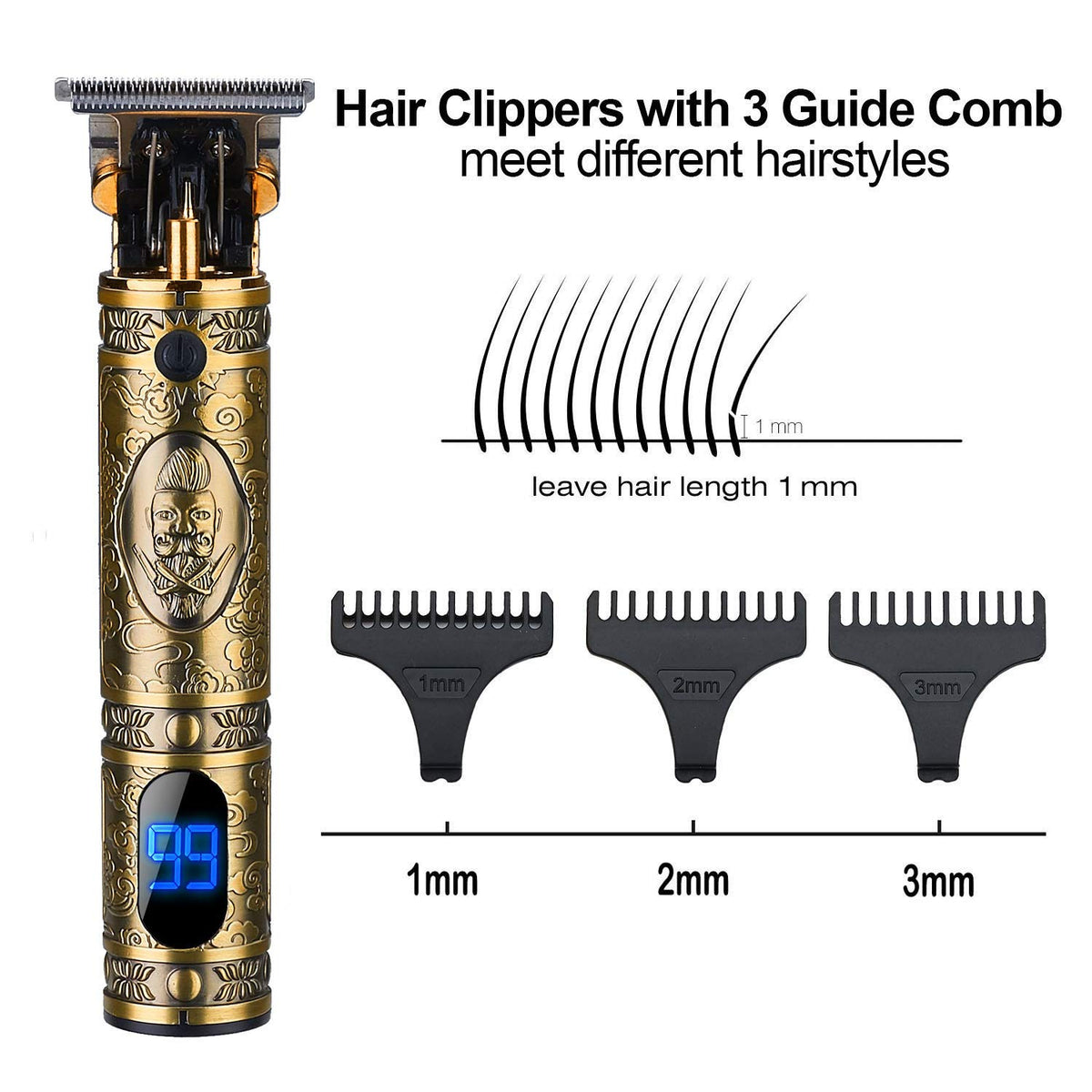 Suttik Men's Cordless Hair and Beard Trimmer with T-Blade